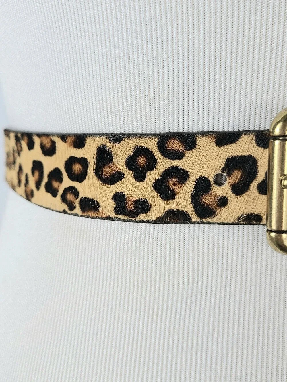 J. Crew Leopard Print Calf Hair Made In USA Italian Leather Belt - Picture 4 of 11